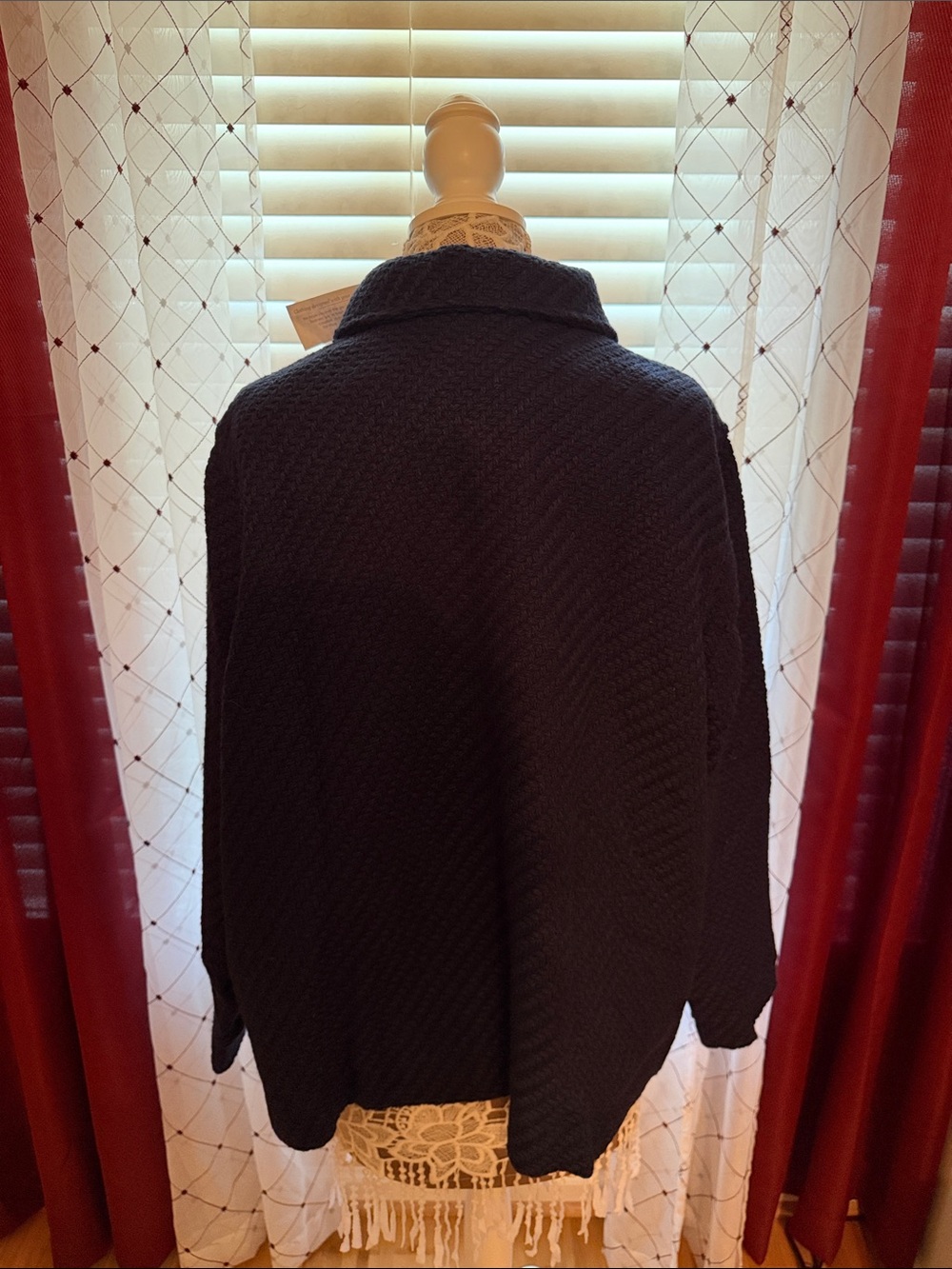 Classic Women's Quilted Button-Front Jacket - Black - Picture 3 of 8
